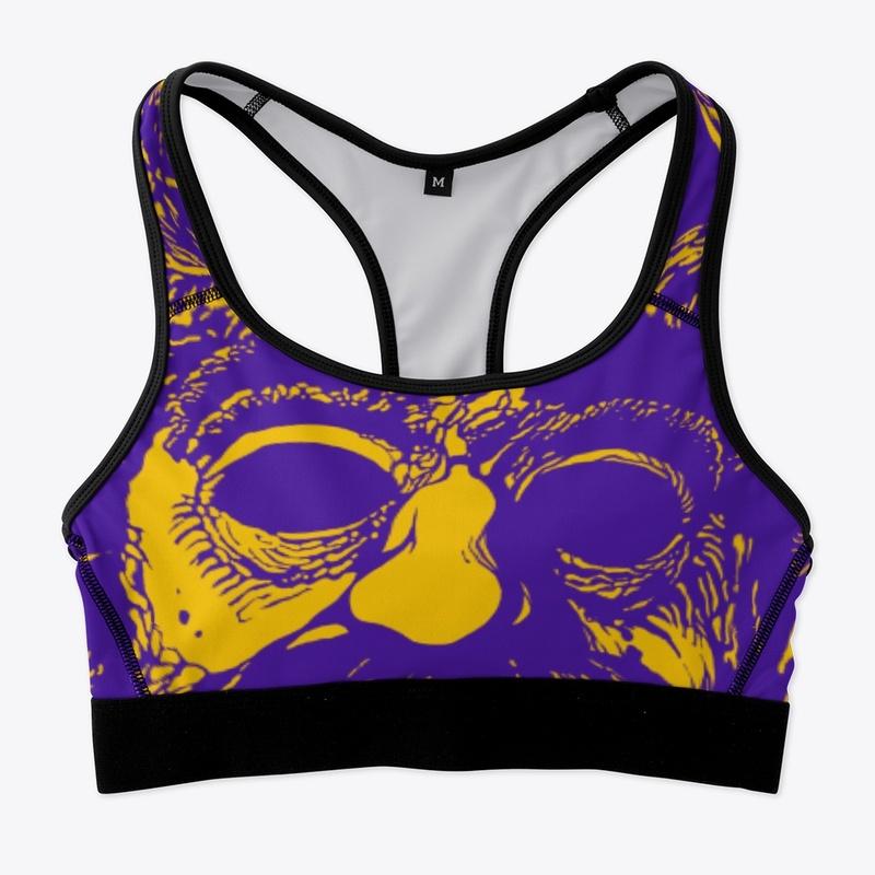 Santa Sports Bra -Yellow Print